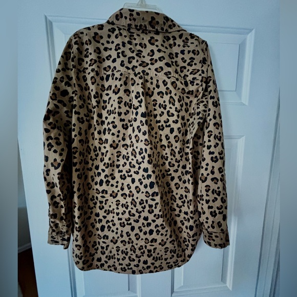 J. Crew Tan and Black Animal Print long sleeve Shirt XS size - Picture 11 of 12